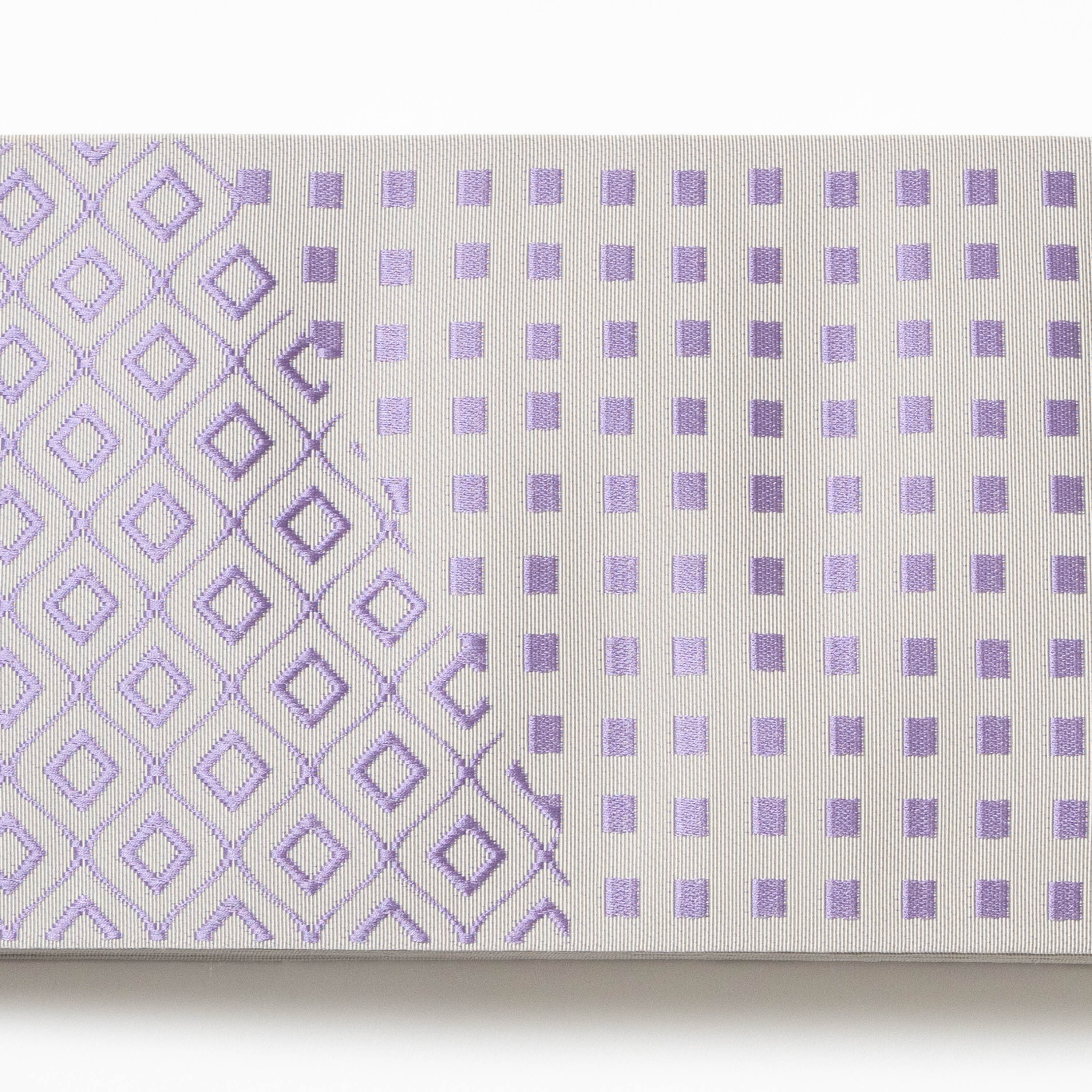 西村織物 博多半幅帯 結 カラーブロック 西村織物 博多半幅帯 結 カラーブロック 結 絣縞 朽葉色｜西村織物