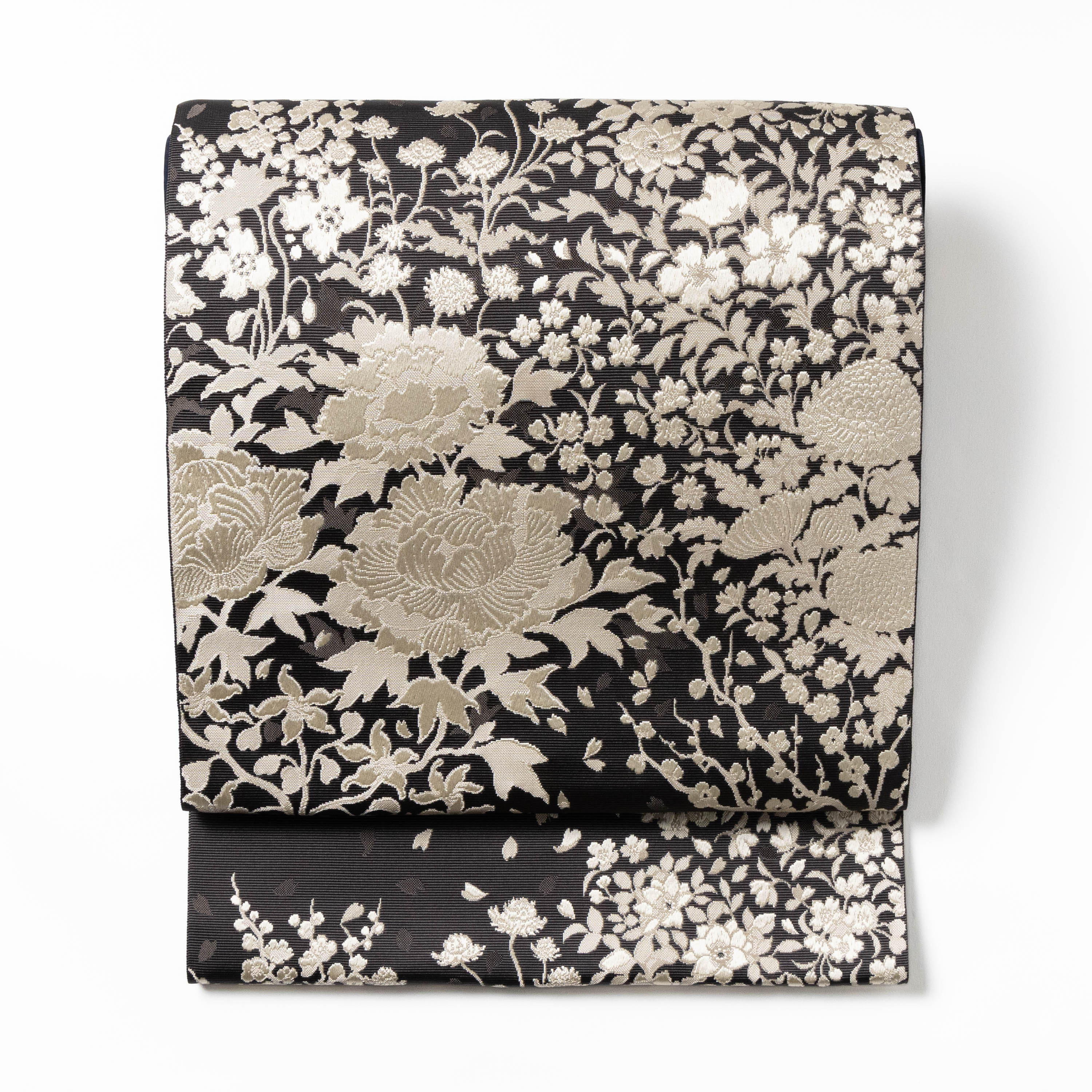 Asian FLOWERS MAP アイボリーブラック｜西村織物 オンラインショップ