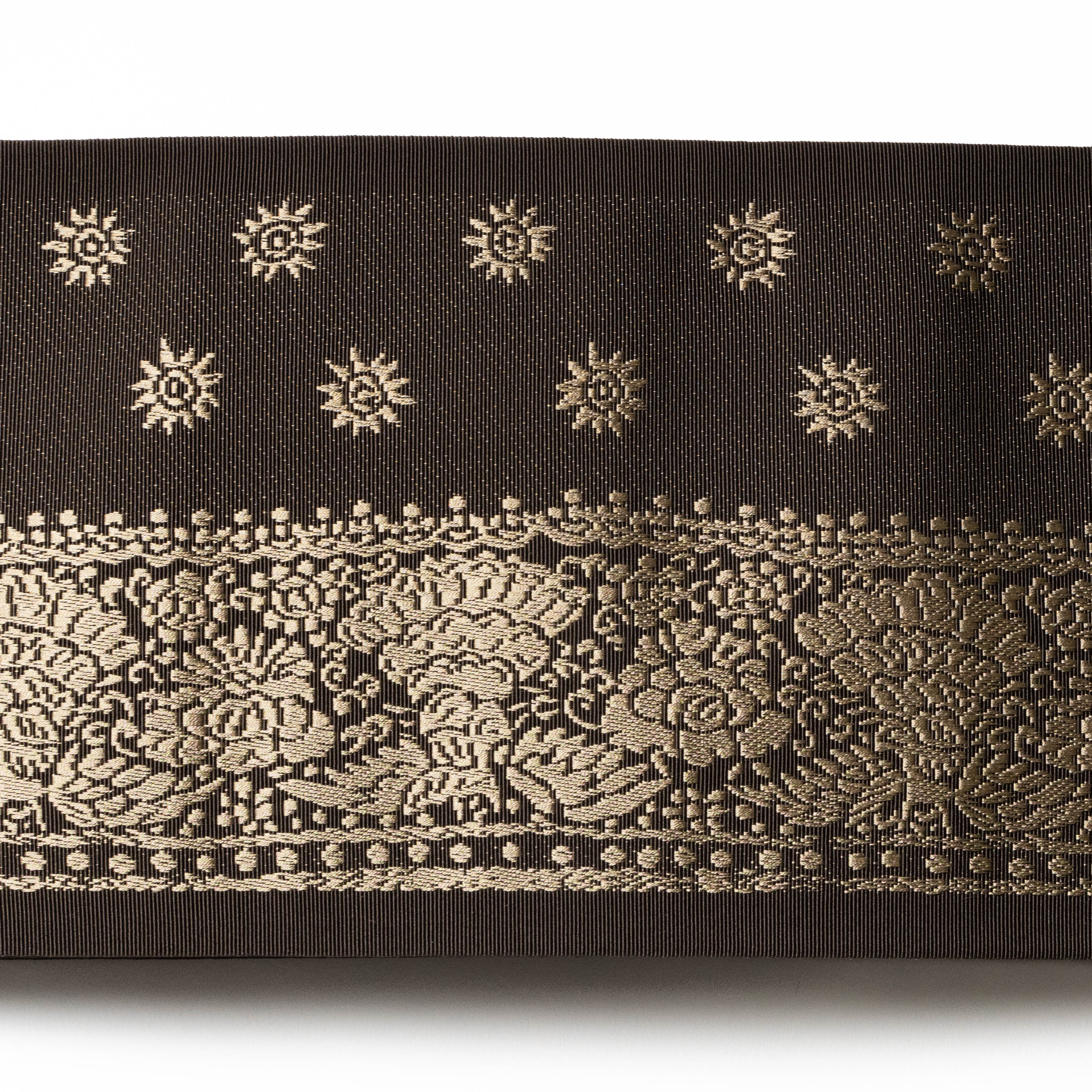 結 孔雀文 こげ茶｜西村織物 オンラインショップ｜博多帯・博多織 通販