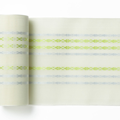 紗　小花献上　白/水色