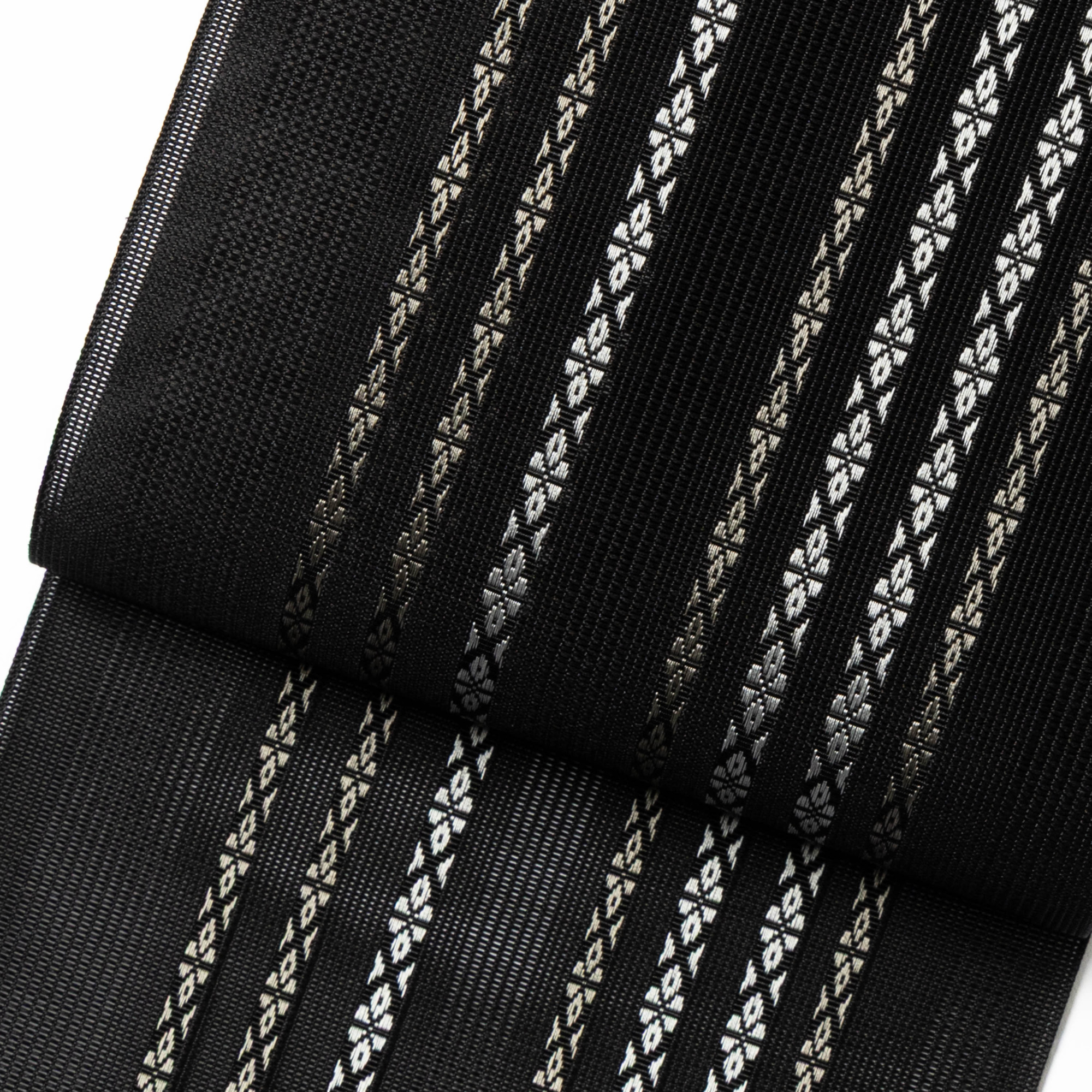 紗　小花献上　黒白